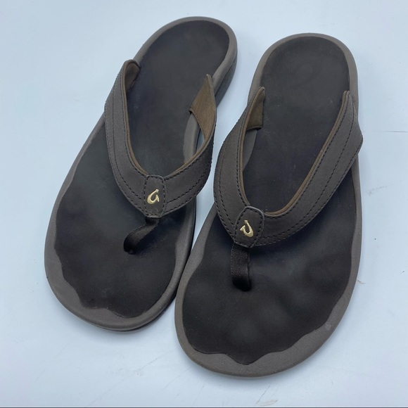Olukai Ohana Brown Flip Flop Sandals Size 10 - Picture 3 of 7